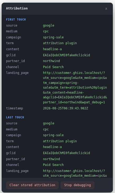 The Status screen: what is running, what this browser has stored, and every token a form can use.